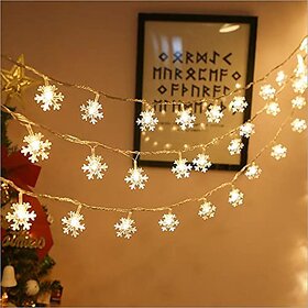 14 Led Snow Flake String Light, Plug-in Mode Garden Hanging Lamp Decorative for Party Wedding Christmas Decor Holiday Lighting (14 Led Warm White)