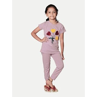                       Radprix Girls Casual Pyjama T-Shirt (Purple)                                              