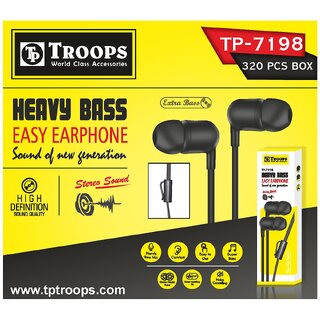                       TP TROOPS Wired in-Ear Earphones with Mic, Ultra Deep Bass  Sound Chamber Wired Headset (In the Ear)                                              