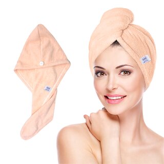                       iota Microfiber Hair Towel, Super Absorbent Fast Drying Hair Wraps for Women Colour Light Brown                                              