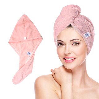 iota Microfiber Hair Towel, Super Absorbent Fast Drying Hair Wraps for Women Colour Light Pink