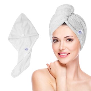                       iota Microfiber Hair Towel, Super Absorbent Fast Drying Hair Wraps for Women Colour Light white                                              