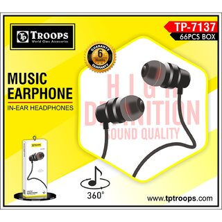                       TP TROOPS 7218 STEREO HEADSET BOOM BASS Wired Earphones with Extra Bass Driver and HD Sound with mic Pure Bass Sound                                              