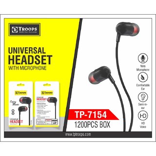                       TP TROOPS Wired in Ear Earphones with mic, 10 mm Driver, Powerful bass and Clear Sound, Black                                              