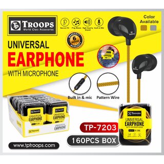                       TP TROOPS STEREO HEADSET BOOM BASS Wired Earphones with Extra Bass Driver and HD Sound with mic Pure Bass Sound                                              