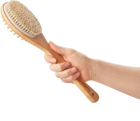 Careberry's Dual-Action Bamboo Body Brush  Exfoliating Wet  Dry Bath Brush  Removes Dead Skin  Body Back Massager Wo