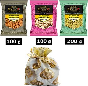 BLK FOODS 400g Select Dry fruits combo| Gift pack | Almonds100g ,Cashew100g & Raisins 200g| Almonds, Cashews, Raisins  (400 g)