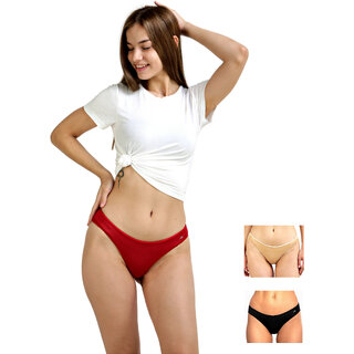 AshleyandAlvis Micro Modal, Anti Bacterial, Skinny Soft, Premium Bikini Women Bikini Multicolor Panty (Pack of 3)