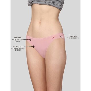 AshleyandAlvis Micro Modal, Anti Bacterial, Skinny Soft, Premium Bikini Women Bikini Pink, Beige Panty (Pack of 2)