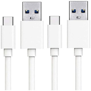                       Bestofine Twin Pack of 2 USB Type-C to USB-A  Male Charging & Sync Data Cable White (1 Mtr.)                                              