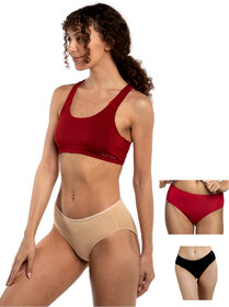 Ashleyandalvis Bamboo Micro Modal, Anti Bacterial, Skinny Soft, Premium Hipster Women Hipster Black, Beige, Red Panty (Pack Of 3 )