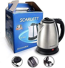 Scarlett Stainless Steel Electric Kettle 1.8 Liters Multipurpose Hot Water, Maggi Maker, Egg Boiler ( 1 Mtr Wire Length)