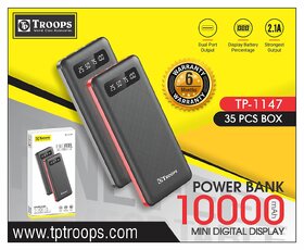 TP TROOPS battery pack 10000mAh Battery Fast Charging, Dual Output (USB-1+USB-2),Type C and Micro USB Port-TP-1147