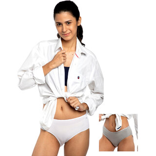 Ashleyandalvis Bamboo Micro Modal, Anti Bacterial, Skinny Soft, Premium Hipster Women Hipster White, Grey Panty (Pack Of 2 )