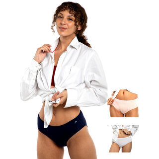 Ashleyandalvis Bamboo Micro Modal, Anti Bacterial, Skinny Soft, Premium Hipster Women Hipster White, Pink, Dark Blue Panty (Pack Of 3 )