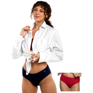 Ashleyandalvis Bamboo Micro Modal, Anti Bacterial, Skinny Soft, Premium Hipster Women Hipster Dark Blue, Red Panty (Pack Of 2 )