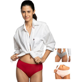 Ashleyandalvis Bamboo Micro Modal, Anti Bacterial, Skinny Soft, Premium Hipster Women Hipster Grey, Pink, Red Panty (Pack Of 3 )
