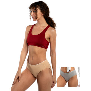 Ashleyandalvis Bamboo Micro Modal, Anti Bacterial, Skinny Soft, Premium Hipster Women Hipster Grey, Beige Panty (Pack Of 2 )
