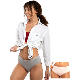 Ashleyandalvis Bamboo Micro Modal, Anti Bacterial, Skinny Soft, Premium Hipster Women Hipster Grey, Pink Panty (Pack Of 2 )