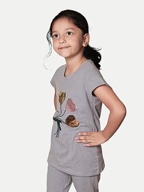 Radprix Kids Nightwear Girls Embellished Pure Cotton (Grey Pack Of 1)