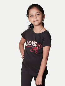 Radprix Kids Nightwear Girls Embroidered Pure Cotton (Black Pack Of 1)