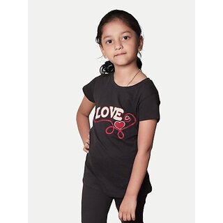                       Radprix Kids Nightwear Girls Embroidered Pure Cotton (Black Pack Of 1)                                              