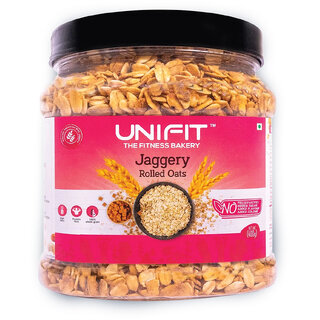                       UNIFIT's Jaggery Oats Healthy Breakfast High Fiber Oat  Rich Source of Protein 400g                                              