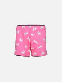 Rad Prix Short For Girls Casual Printed Pure Cotton (Pink, Pack Of 1)
