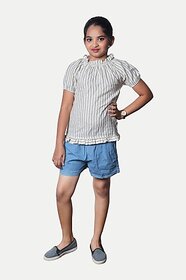 Rad Prix Short For Girls Casual Solid Pure Cotton (Blue, Pack Of 1)