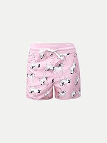 Rad Prix Short For Girls Casual Printed Pure Cotton (Pink, Pack Of 1)