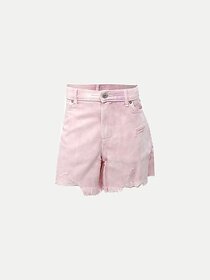 Rad Prix Short For Girls Casual Self Design Denim (Pink, Pack Of 1)