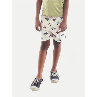                       Rad Prix Short For Boys Casual Graphic Print Pure Cotton (White, Pack Of 1)                                              
