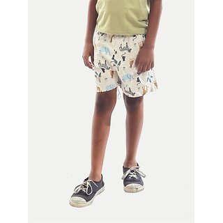                       Rad Prix Short For Boys Casual Printed Pure Cotton (White, Pack Of 1)                                              