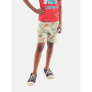                       Rad Prix Short For Boys Casual Printed Pure Cotton (Beige, Pack Of 1)                                              