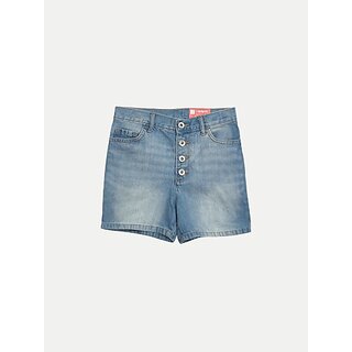                       Rad Prix Short For Girls Casual Dyed/Washed Denim (Blue, Pack Of 1)                                              