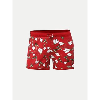                       Rad Prix Short For Girls Casual Printed Pure Cotton (Red, Pack Of 1)                                              