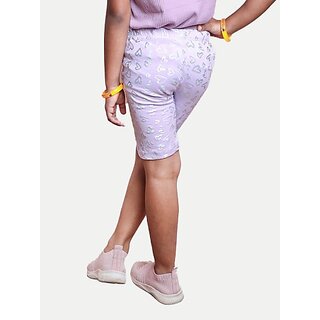 Rad Prix Short For Girls Casual Printed Pure Cotton (Purple, Pack Of 1)