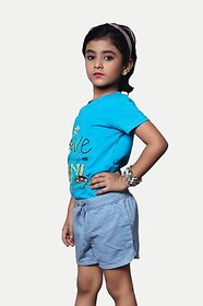 Rad Prix Short For Girls Casual Solid Pure Cotton (Blue, Pack Of 1)