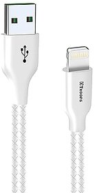 TP TROOPS Unbreakable 2.5A Fast Charging Tough Braided lightning USB Data Cable - 1 Meter-White-TP-2284-White