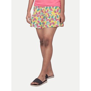                       Rad Prix Short For Girls Casual Graphic Print Pure Cotton (Yellow, Pack Of 1)                                              