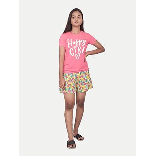                       Rad Prix Short For Girls Casual Printed Polycotton (Yellow, Pack Of 1)                                              