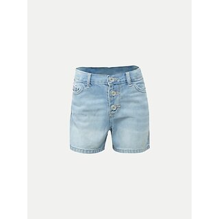                       Rad Prix Short For Girls Casual Dyed/Washed Denim (Blue, Pack Of 1)                                              