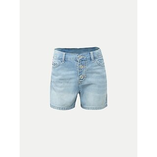 Rad Prix Short For Girls Casual Dyed/Washed Denim (Blue, Pack Of 1)