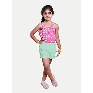                       Rad Prix Short For Girls Casual Solid Pure Cotton (Light Green, Pack Of 1)                                              