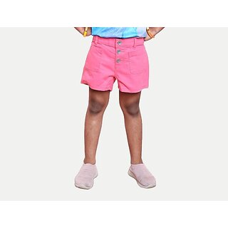                       Rad Prix Short For Girls Casual Solid Pure Cotton (Pink, Pack Of 1)                                              