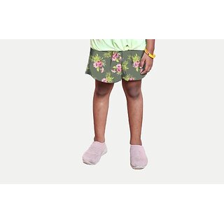 Rad Prix Short For Girls Casual Printed Pure Cotton (Green, Pack Of 1) Rad Prix Short For Girls Casual Printed Pure Cotton (Green, Pack Of 1)