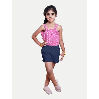                       Rad Prix Short For Girls Casual Printed Pure Cotton (Dark Blue, Pack Of 1)                                              