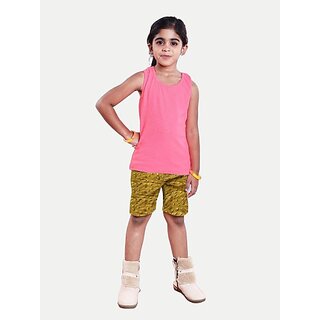                       Rad Prix Short For Girls Casual Printed Pure Cotton (Brown, Pack Of 1)                                              