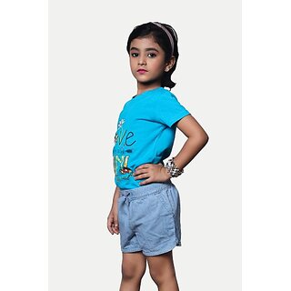                       Rad Prix Short For Girls Casual Solid Pure Cotton (Blue, Pack Of 1)                                              
