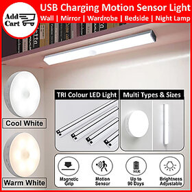 Usb Wireless Led Motion Sensor Night Lamp | Light (Wall/ Mirror/ Wardrobe/ Bedside/ Nightlight)